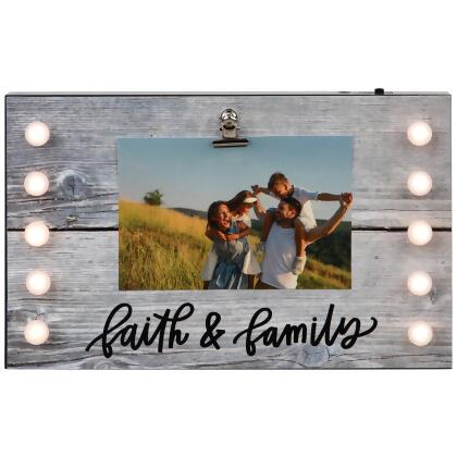 LED Lighted Faith & Family Picture Frame with Clip - 4" x 6" alternate image