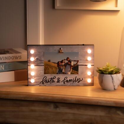 LED Lighted Faith & Family Picture Frame with Clip - 4" x 6" alternate image