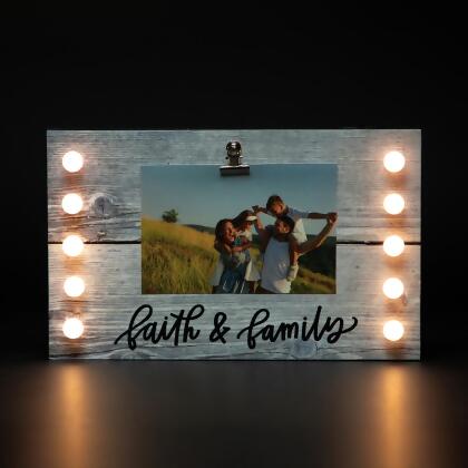 LED Lighted Faith & Family Picture Frame with Clip - 4" x 6" alternate image