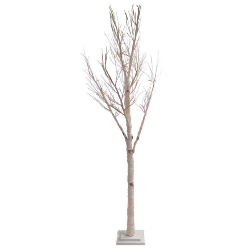 78" Pre-Lit Elegant Brown Birch Artificial Twig Tree with Glitter ...