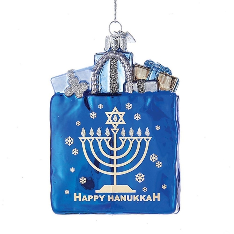Set of 8 Blue and Silver Colored Happy Hanukkah Gift Bag