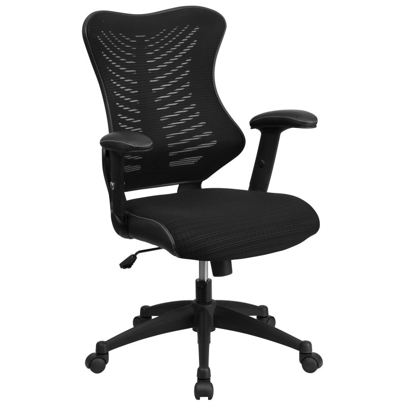 42.75" Black High Back Mesh Executive Swivel Office Chair ...