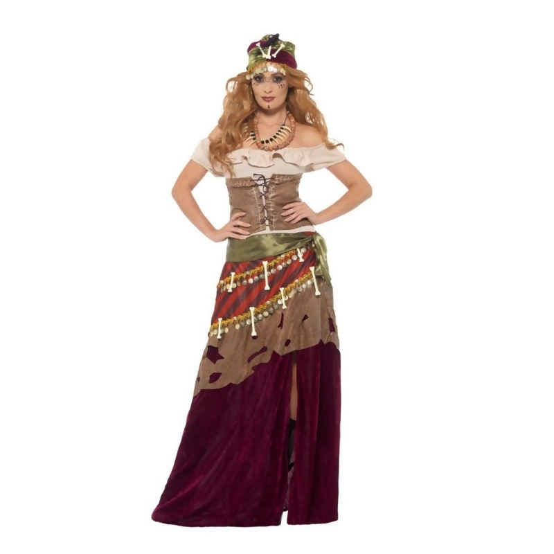 41" Brown and Red Voodoo Priestess Women Adult Halloween Costume