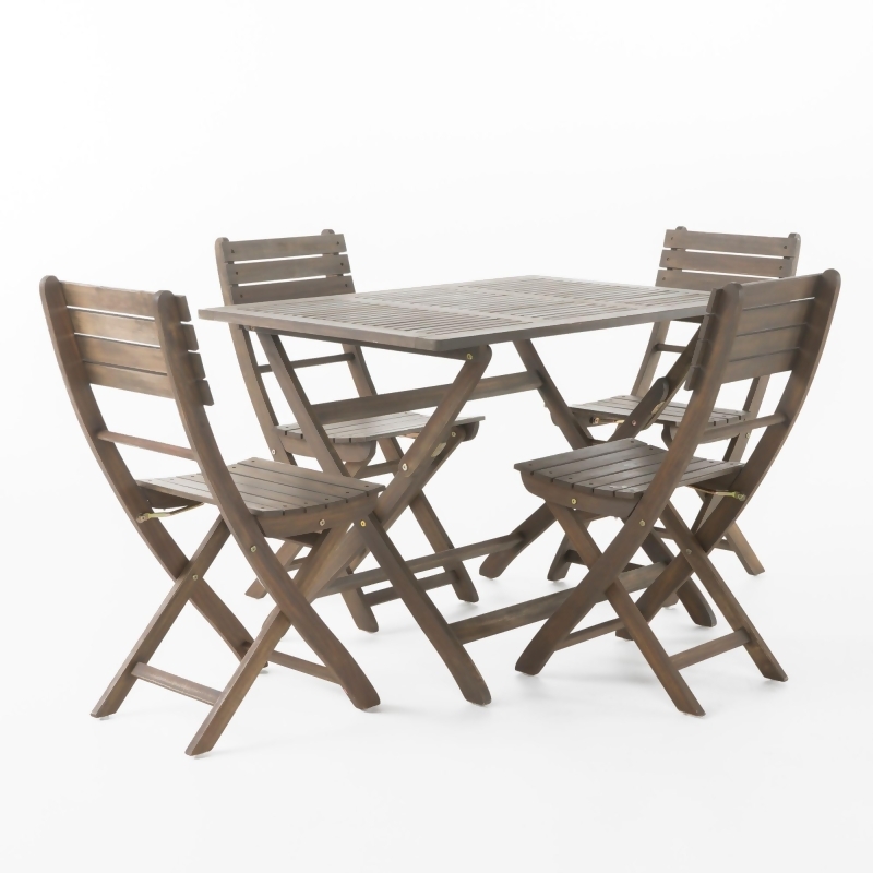5-Piece Gray Contemporary Outdoor Furniture Patio Dining Set from