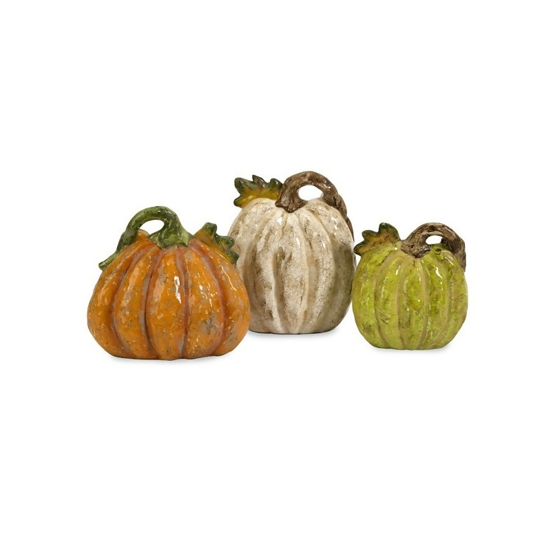 Set of 3 Autumn Harvest Country Pumpkin Thanksgiving Decorations from
