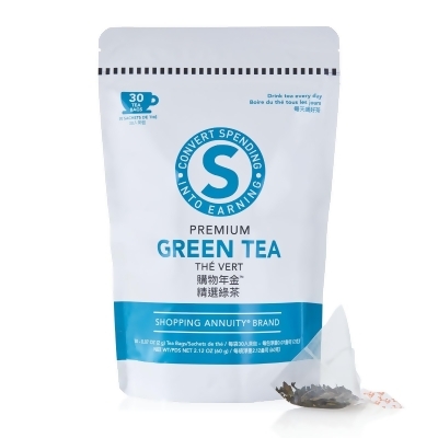 Shopping Annuity® Brand Premium Green Tea - 30 Tea Bags per Pouch (60 g)