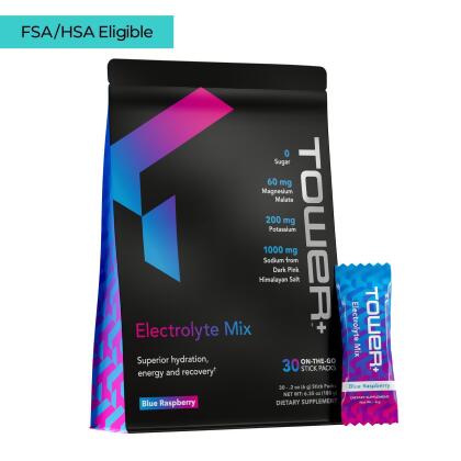 Tower+™ Electrolyte Mix - Blue Raspberry - One Pouch (30 Stick Packs)