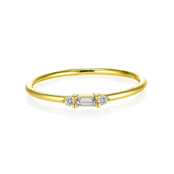 BELLA - Dainty Baguette Ring (FINAL SALE) - Size 7 - Gold | Clear (IBV)