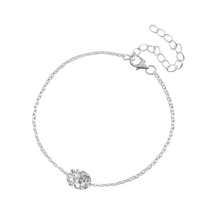 SABRINA - Floating Oval Cut Bracelet (FINAL SALE) - Silver | Clear