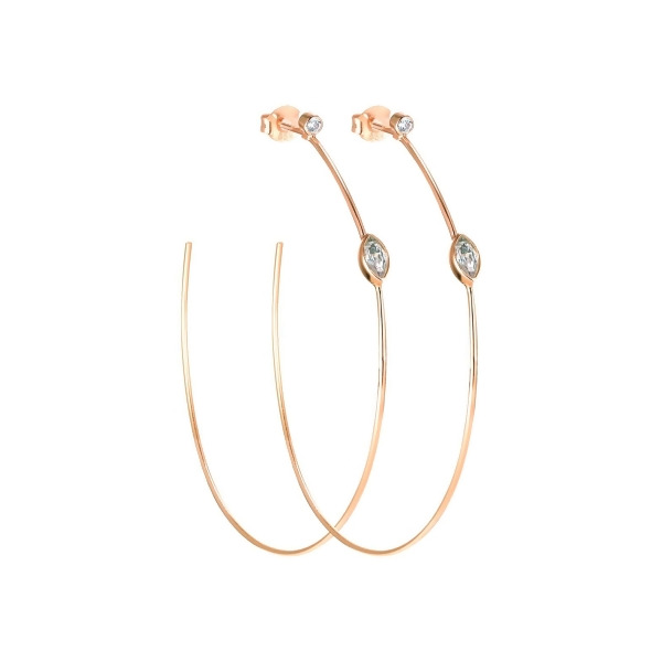 JEN - Slender Marquise Hoops Blow Out Special - Rose Gold | Clear