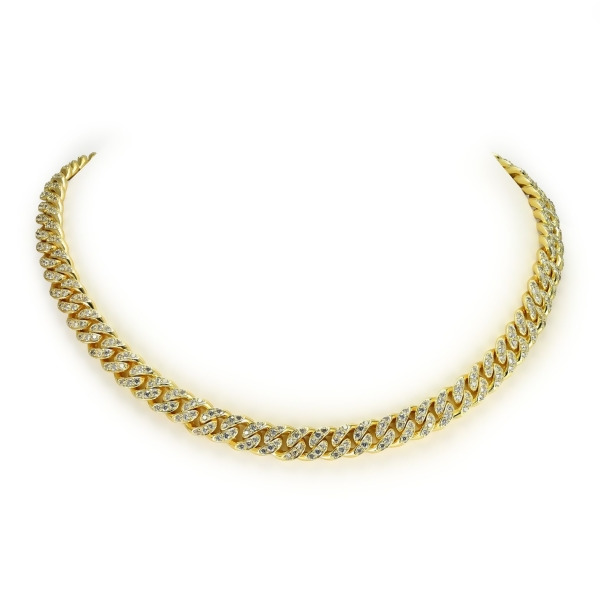 SELENA – Pave Cuban Link Chain - Gold | Clear