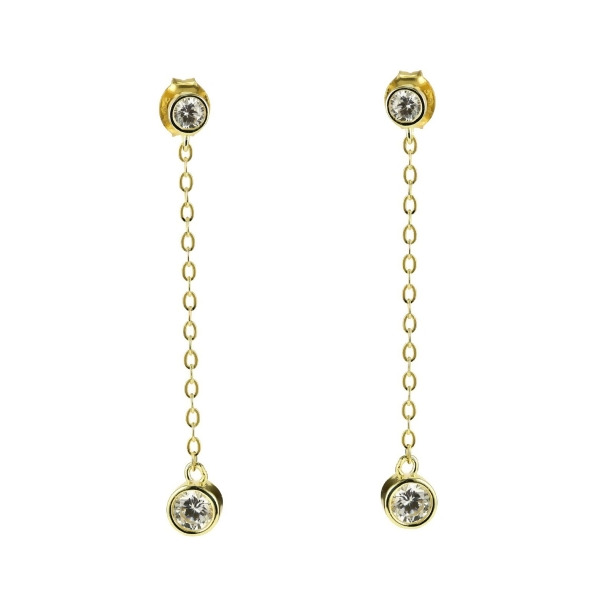 IRIS – Double Stone Drop Earrings - Gold | Clear