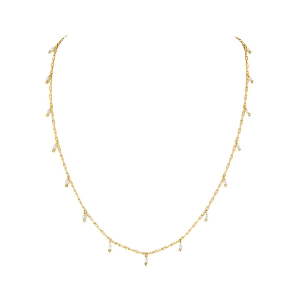 ELLIS – Micro Pearl Link Chain - Gold | Pearl