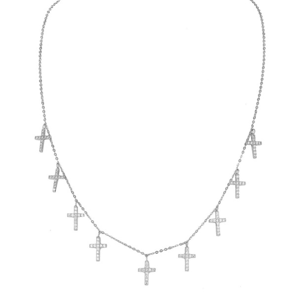 KOURTNEY – Nine Cross Necklace - Silver | Clear