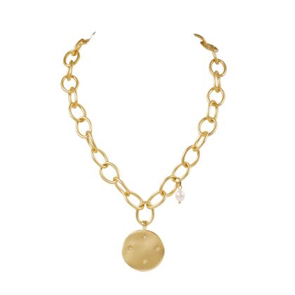 EDEN - Chain Link Pendant - Gold | Clear & Pearl