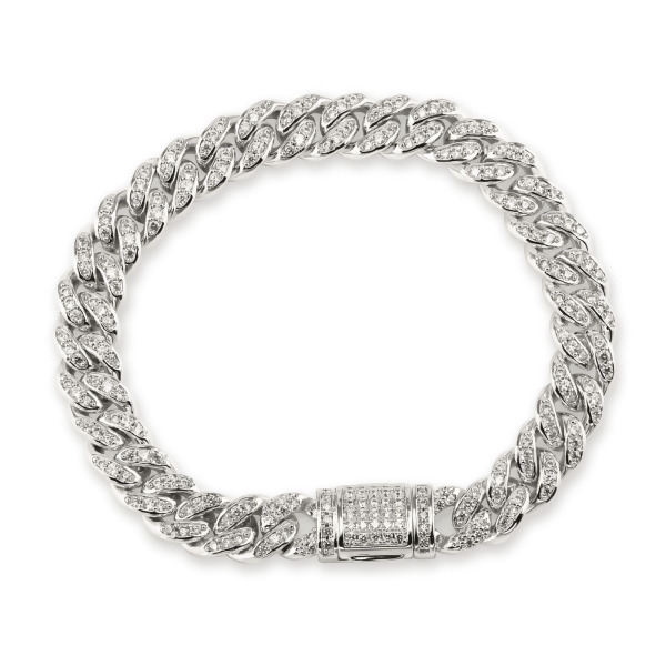 SELENA – Pave Cuban Link Bracelet - Size 6.5” – Silver | Clear