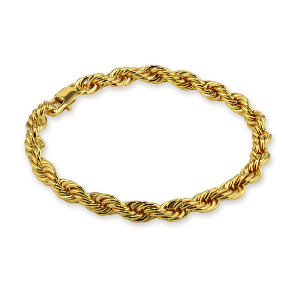 LEON - Extended 6 mm Rope Chain Bracelet - Size 8” – Gold