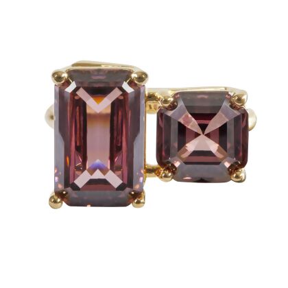 EVELYN – Dual Stone Chromatic Ring - Size 4 – Gold | Purple & Brown