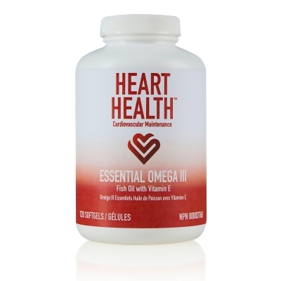 Heart Health™ Essential Omega III Fish Oil with Vitamin E - Single Bottle (60 servings)