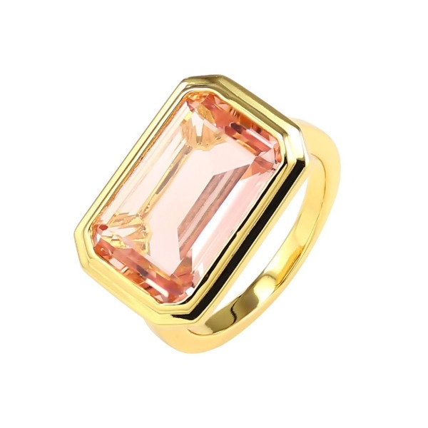 MARGOT – 橫鑲單鑽戒指 - 尺寸：4 – 金黃色 | 胭脂粉色