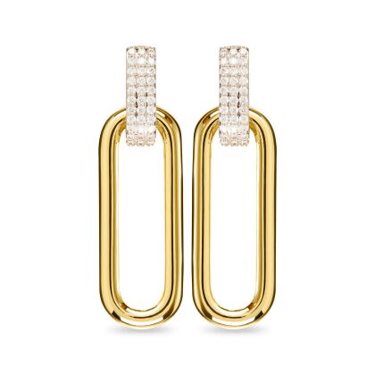 EVA - Convertible Link Drop Earrings - Silver & Gold | Clear
