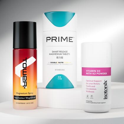日活夜寧保養計畫 - D3雙重鎂力三件組（含1瓶愛尚它維生素D3 (含維生素K2)粉末;1罐Prime鎂力錠和1瓶Tower+舒緩修護鎂噴霧）