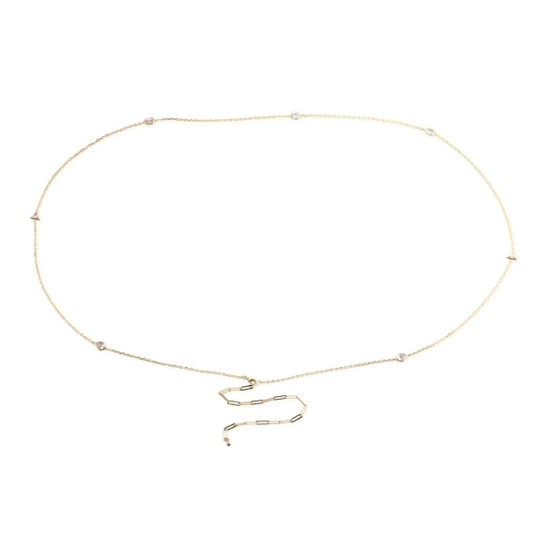 BELIZE - 貝里斯鑲嵌鑽飾腰鍊 - 尺寸 S/M – 金色| 透明蘇聯鑽