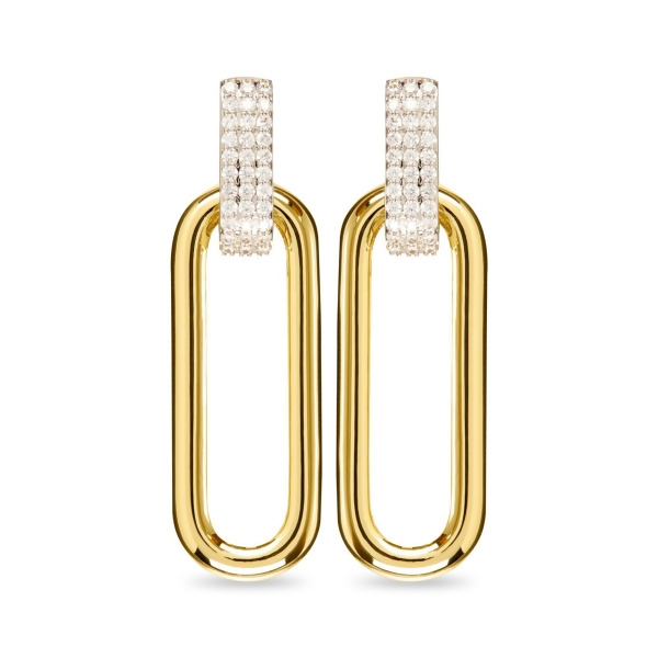 EVA – 光彩可拆兩戴式耳環 - 銀色與金色 | 透明蘇聯鑽