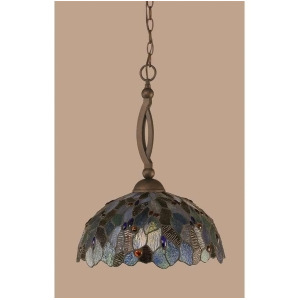 Toltec Lighting Bow Pendant Bronze 16' BlueMosaic Tiffany Glass 271-Brz-995 - All