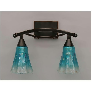 Toltec Lighting Bow 2Light Bath Bar 5.5' Fluted Teal Crystal Glass 172-Bc-725 - All