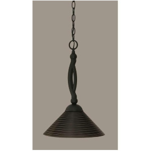 Toltec Lighting Bow Pendant Matte Black 12' Charcoal Spiral Glass 271-Mb-442 - All