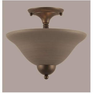 Toltec Lighting Semi-Flush 2 Bulbs Bronze 12' Gray Linen Glass 120-Brz-604 - All