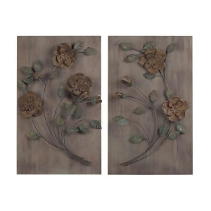 Sterling Ind. Finningley Wooden Wall Panel w/ Metal Flowers Setof2 137-015-S2 - All