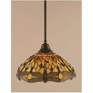 Toltec Lighting Stem Pendant 16' Amber Dragonfly Tiffany Glass 26-Dg-946 - All