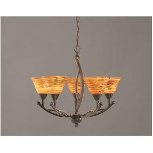 Toltec Lighting Bow 5 Light Chandelier 7' Firre Saturn Glass 275-Bc-454 - All