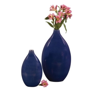 Howard Elliott Cobalt Blue Glaze Ceramic Vases Set of 2 34052 - All