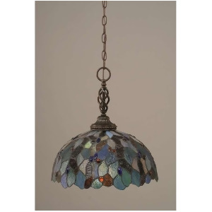 Toltec Lighting Elegante Pendant 16' BlueMosaic Tiffany Glass 82-Dg-995 - All