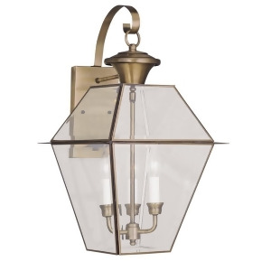 Livex Lighting Westover Outdoor Wall Lantern in Antique Brass 2381-01 - All