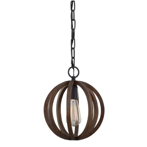 Feiss 1-Light Mini Pendant Weather Oak Wood / Antique Forged Iron P1302wow-af - All
