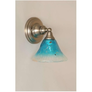 Toltec Lighting Wall Sconce Brushed Nickel 7' Teal Crystal Glass 40-Bn-458 - All