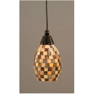 Toltec Lighting Cord Mini Pendant Black Copper 5' Seashell Glass 22-Bc-408 - All