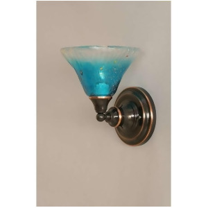 Toltec Lighting Wall Sconce Black Copper 7' Teal Crystal Glass 40-Bc-458 - All