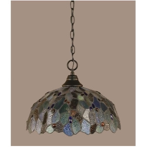 Toltec Lighting 'Chain Hung Pendant 16' BlueMosaic Tiffany Glass 10-Mb-995 - All