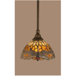 Toltec Lighting Stem Mini Pendant Amber Dragonfly Tiffany Glass 23-Brz-9465 - All