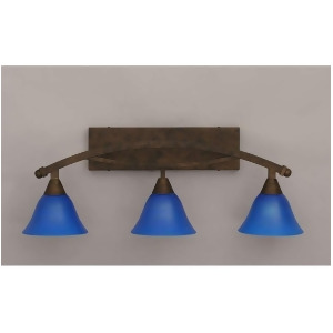 Toltec Lighting Bow 3 Light Bath Bar 7' Blue Italian Glass 173-Brz-4155 - All