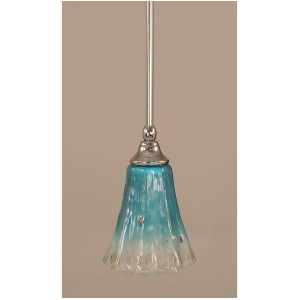 Toltec Lighting Stem Mini Pendant 5.5' Fluted Teal Crystal Glass 23-Ch-725 - All