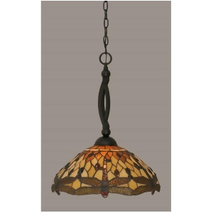 Toltec Lighting Bow Pendant 16' Amber Dragonfly Tiffany Glass 271-Mb-946 - All