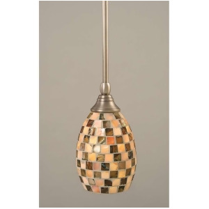 Toltec Lighting Stem Mini Pendant Brushed Nickel 5' Seashell Glass 23-Bn-408 - All