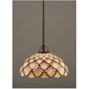 Toltec Lighting Stem Pendant Honey Brown Scallop Tiffany Glass 26-Brz-993 - All