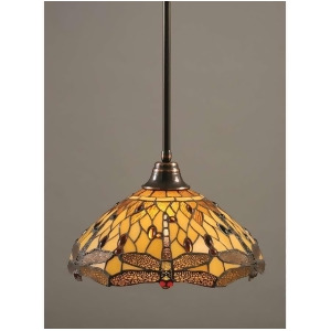 Toltec Lighting Stem Pendant 16' Amber Dragonfly Tiffany Glass 26-Bc-946 - All